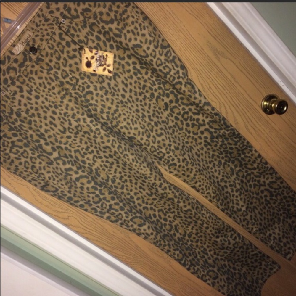 Leopard print boot cut jeans